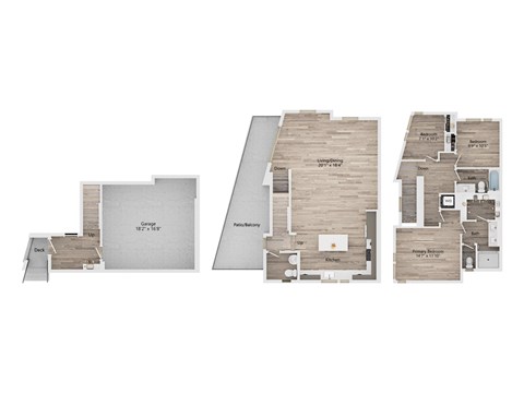 Floor plan for 3 beds, 3.5 baths, 1727 sqft